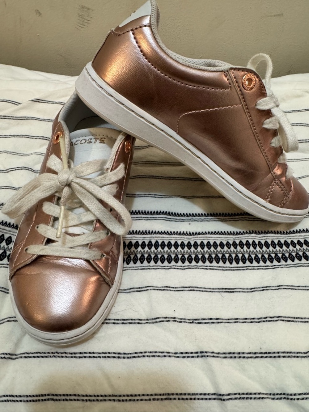 Lacoste Metallic Rose Gold Low-Top Sneakers
